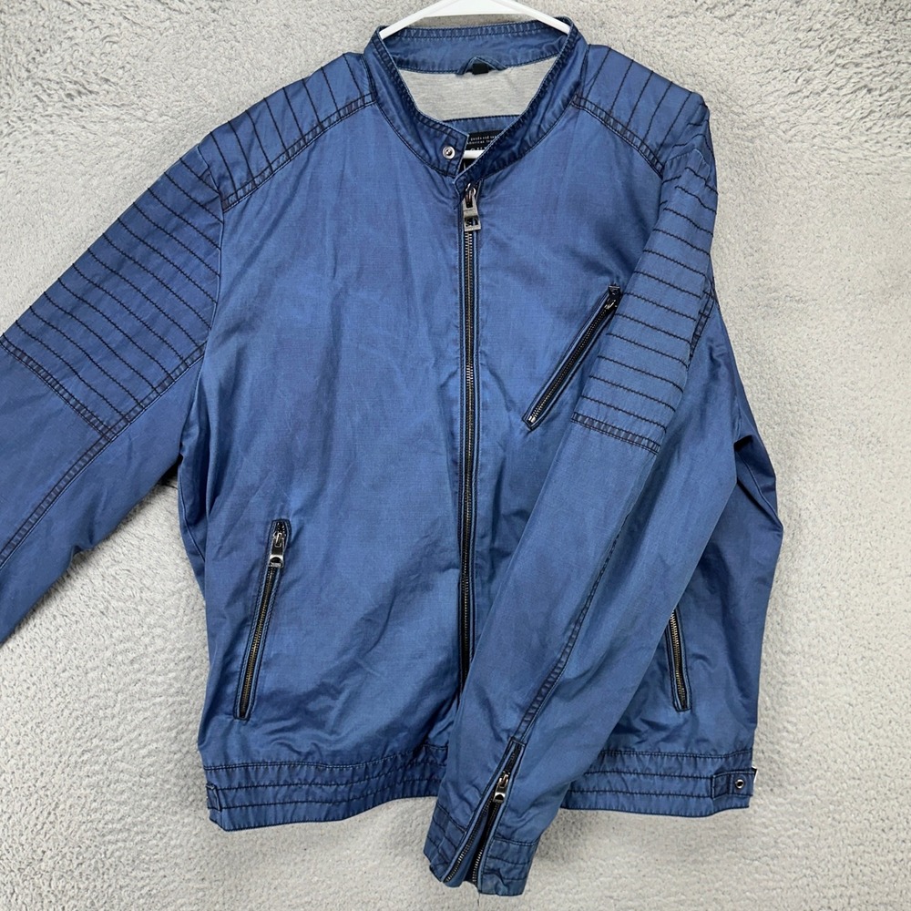 Guess Jacket Full Zip Adult Mens 2XL Blue Zipped Pocket Long Sleeve Jersey Lined